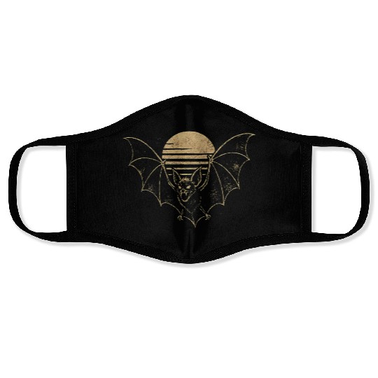 Retro Sunset Bat Silhouette with Full Moon Face Masks