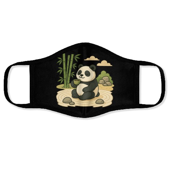 Serene Panda in Bamboo Garden Face Masks