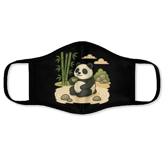 Serene Panda in Bamboo Garden Face Masks