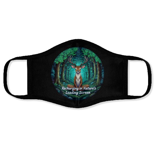 Enchanted Forest Deer Meditation Design Face Masks
