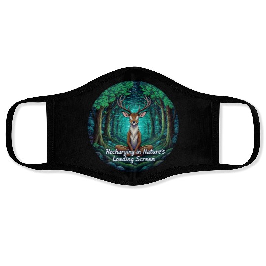 Enchanted Forest Deer Meditation Design Face Masks