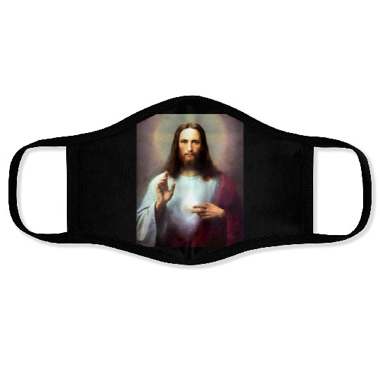 Divine Surreal Jesus Portrait Face Masks