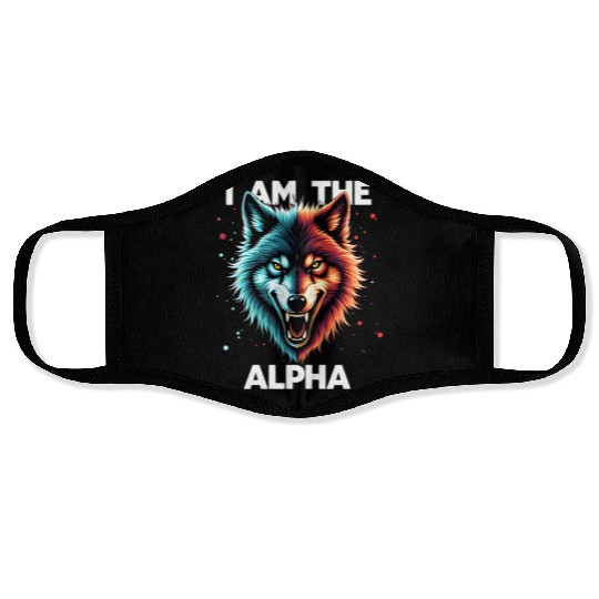 I Am The Alpha Wolf Face Masks