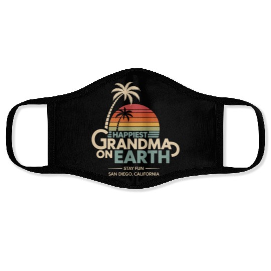 Happiest Grandma on Earth Sunset Design Face Masks