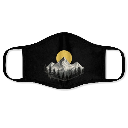 Mountain Silhouette with Full Moon Face Masks