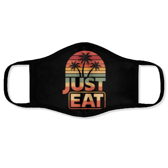 Tropical Sunset Just Eat Design Face Masks