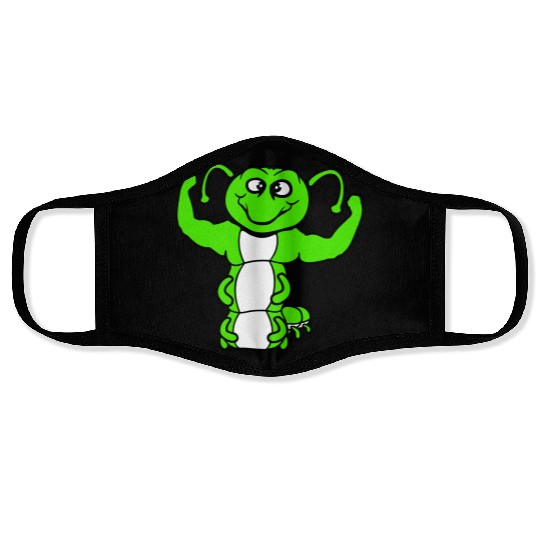 Caterpillar bodybuilder strong muscle training gym Face Masks