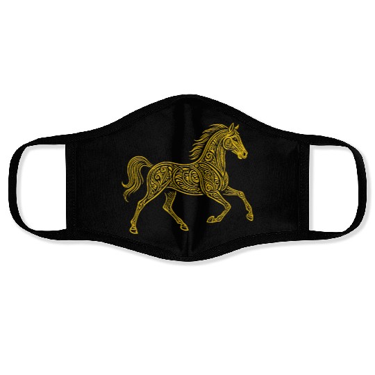 Ornate Gold Celtic Horse Design Face Masks
