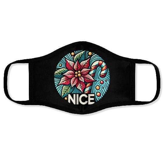 Festive Poinsettia Holiday Patch Face Masks