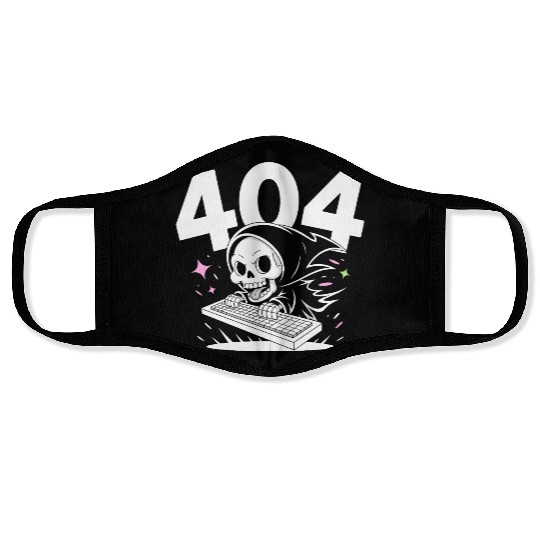 Skull Cartoon Emergency 404 Error Design Face Masks
