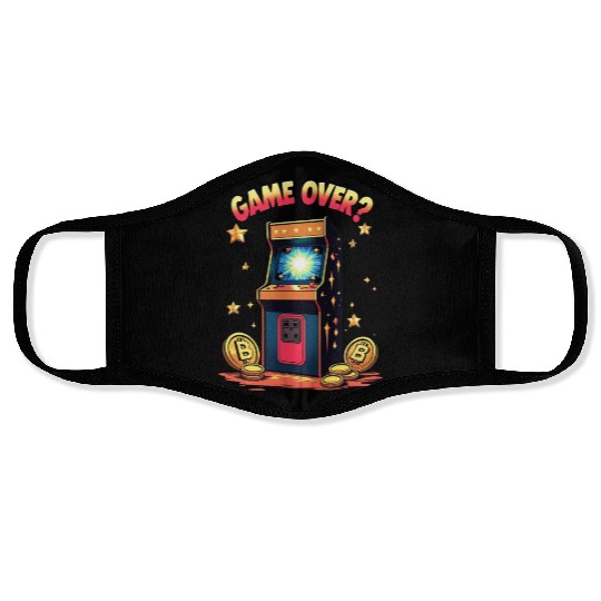 Retro Arcade Game Over Illustration Face Masks