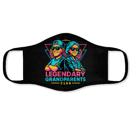 Legendary Grandparents Retro Neon Face Masks