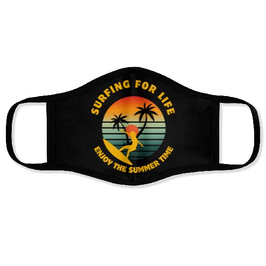 Surfing for Life Sunset Design Face Masks