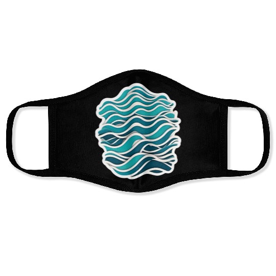 Abstract Ocean Wave Pattern Face Masks