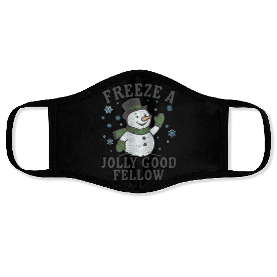 Frosty Snowman Jolly Greeting Design Face Masks