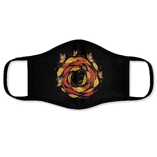 Autumn Leaves and Butterfly Spiral Face Masks