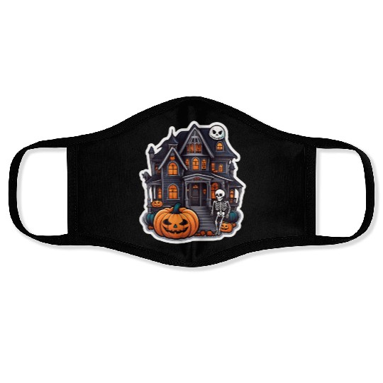 Haunted House Halloween Design Face Masks