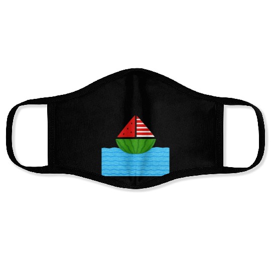 Watermelon Sailboat with Humanity Wins Quote Face Masks