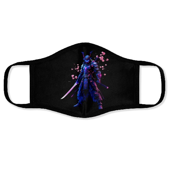 Neon Samurai Warrior Face Masks