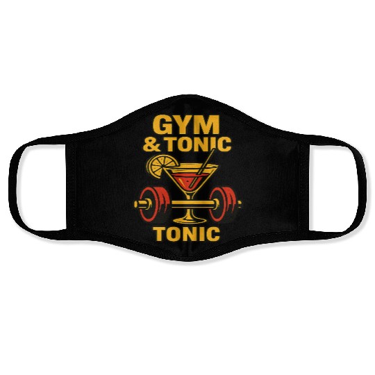 Gym & Tonic – Funny Fitness Cocktail Workout T-Shi Face Masks
