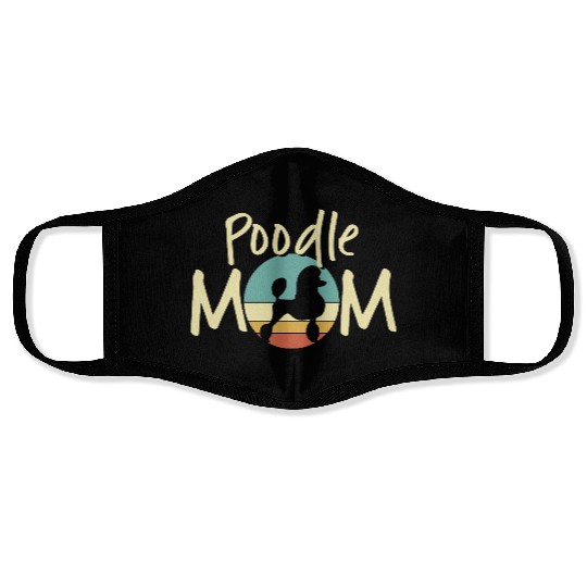Poodle Mom Retro Sunset Design - Dog Lover Gift Face Masks