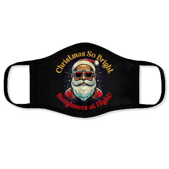 Santa with Sunglasses Christmas Design Face Masks