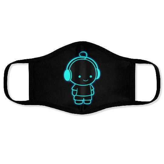 Neon Headphone Character Design Face Masks