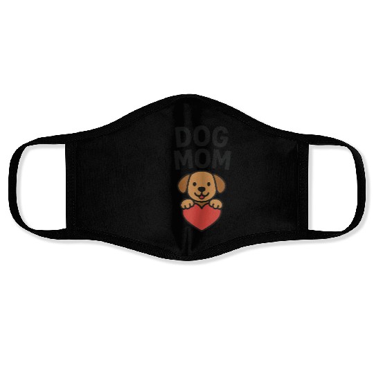 Dog Mom Heart Embrace Design Face Masks