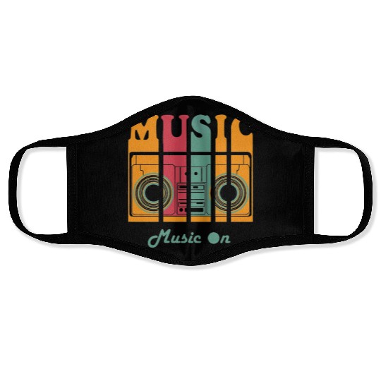 Colorful Retro Music Vinyl Design Face Masks