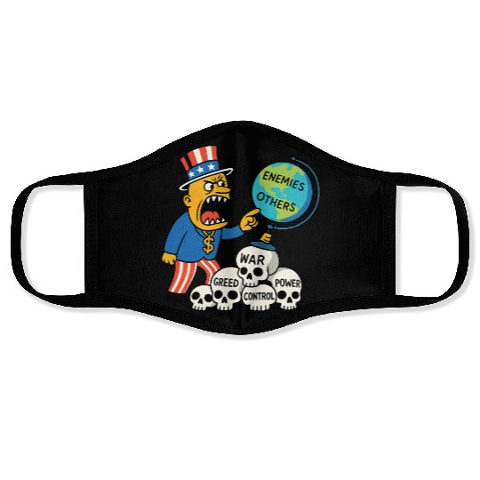 Angry Uncle America Confronts Global Enemies Face Masks