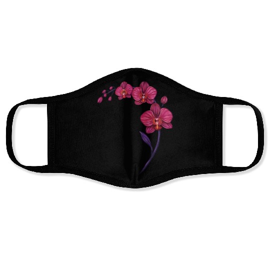 Elegant Violet Pink Orchid Flower Branch Design Face Masks