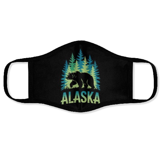 Alaska Wilderness Bear Scene Face Masks