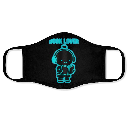 Neon Book Lover Character Face Masks