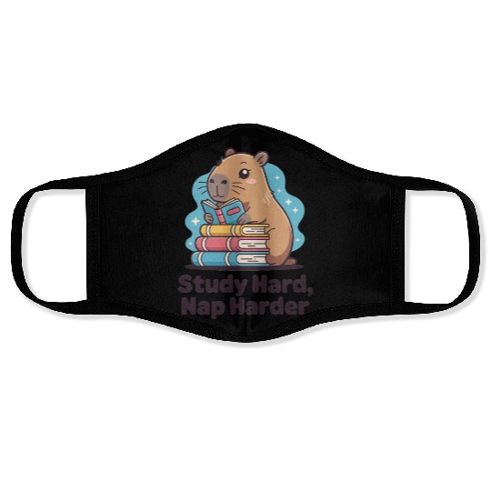 Cute Hamster Reading with Books Face Masks