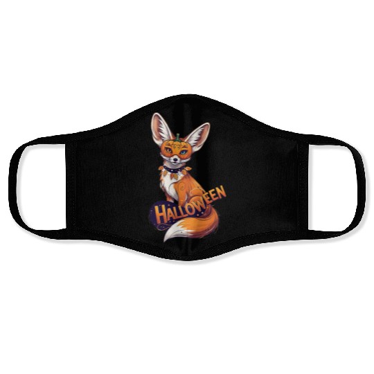 Enchanted Fox with Jack-o-Lantern Mask Face Masks