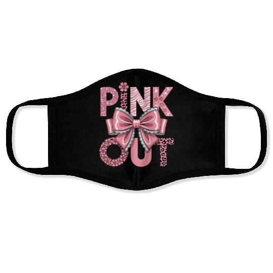 Pink Out Breast Cancer Awareness Coquette Bow  Face Masks