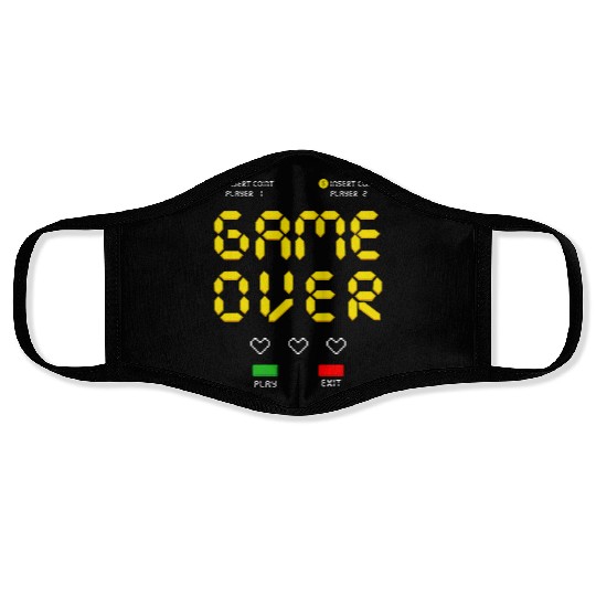 Pixelated Video Game Heart Game Over Face Masks