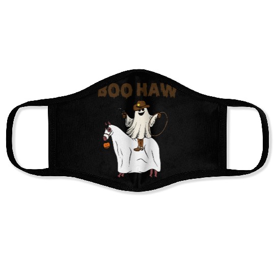 Boo Haw Halloween Ghost Cowboy Western Face Masks