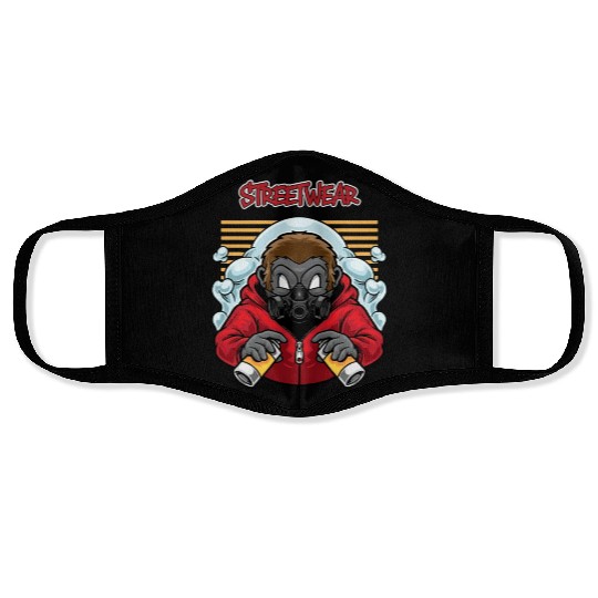 A graffiti-style cartoon monkey Face Masks