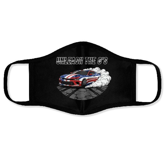 Patriotic American Muscle Car Face Masks