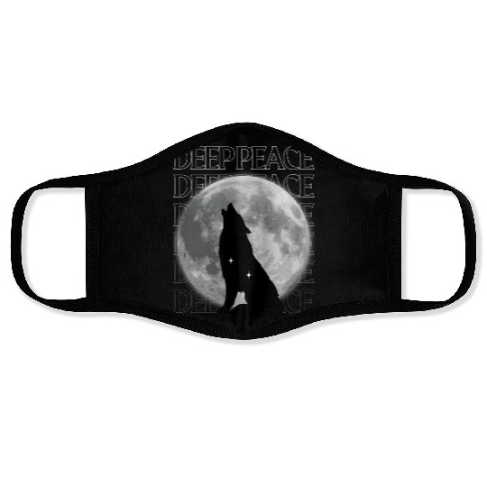 Wolf Howling at Full Moon Design Face Masks