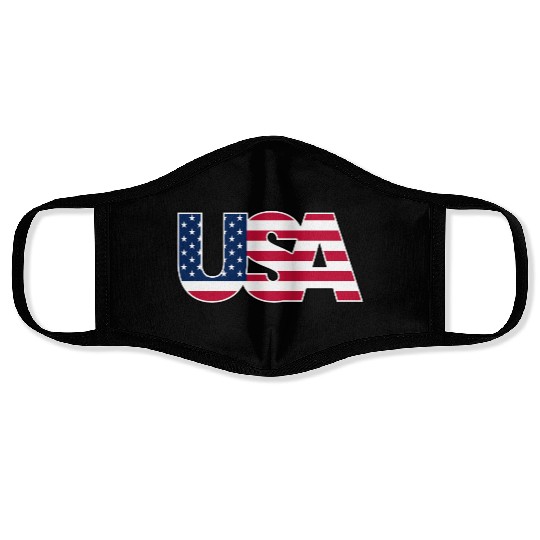 USA Flag Colors Logo Face Masks