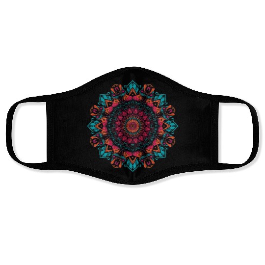 Vivid Floral Mandala Pattern Face Masks