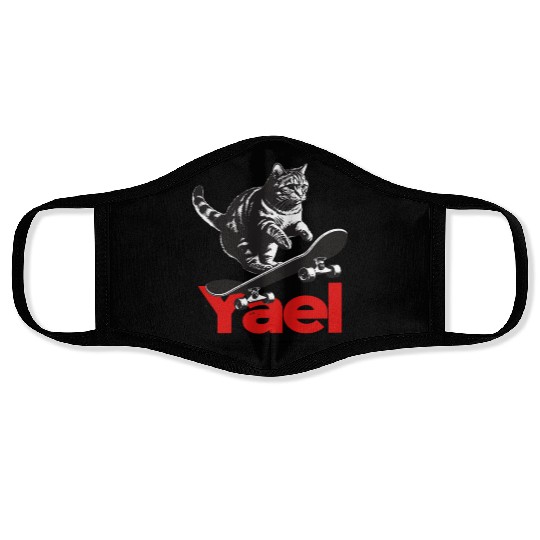Cool Cat Skateboard with cute Boy Name YAEL Face Masks