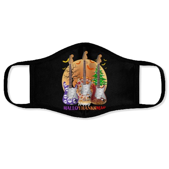 Happy HalloThanksMas Guitar  Face Masks