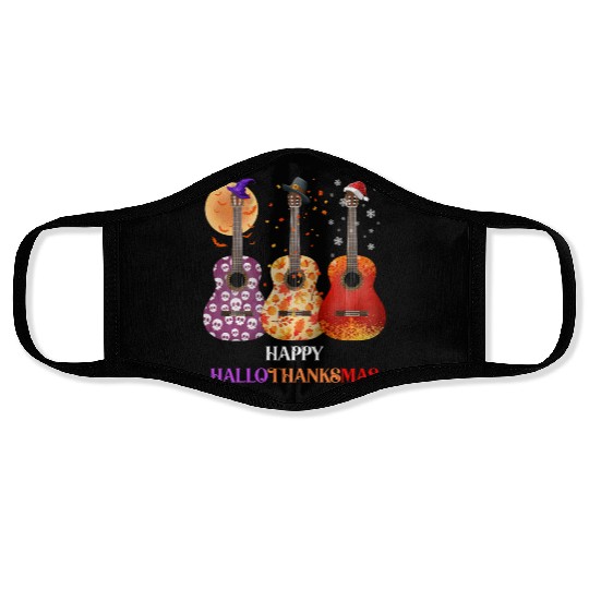 Happy HalloThanksMas Guitar  Face Masks