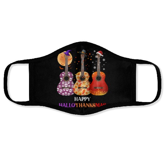 Happy HalloThanksMas Guitar  Face Masks