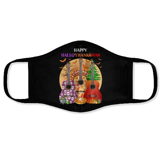 Happy HalloThanksMas Guitar  Face Masks