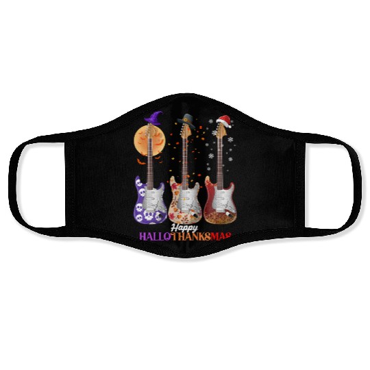 Happy HalloThanksMas Guitar  Face Masks