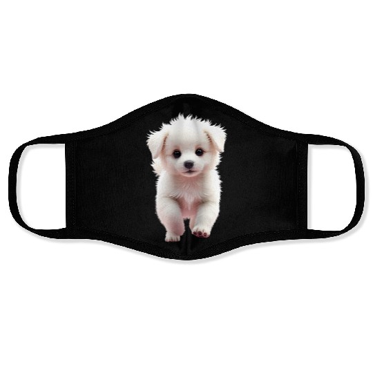 Adorable Puppy Portrait on Plush Face Masks